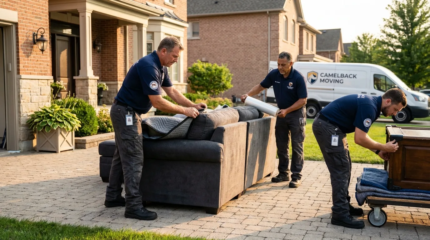 Large estate moving crew wrapping furniture in Freer, TX